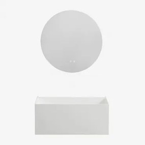Harsen Badkamermeubelset Met Geïntegreerde Wastafel En Nerine Led-verlichting Wit & Round Led And Antifog Ø70 Cm Solyn & Zonder Kraan - Sklum