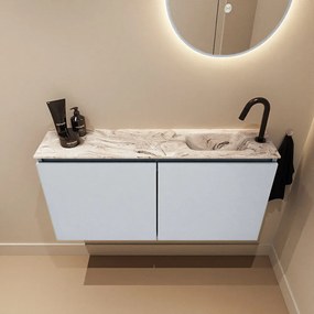 Mondiaz Ture DLux toiletmeubel 100cm clay met wastafel glace rechts met kraangat