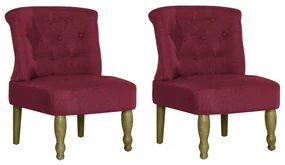 vidaXL Franse stoelen 2 st stof wijnrood