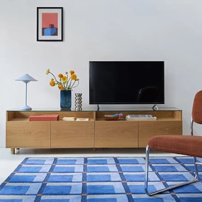 XL TV/hifi-meubel, 4 deuren, glazen blad, Walor