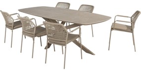 Barista Prado dining tuinset 240x105xH75 cm 7 delig latte met keramisch deens ovaal blad Taste 4SO