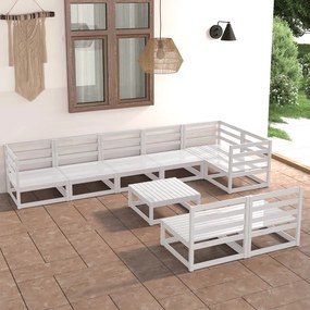 vidaXL 9-delige Loungeset massief grenenhout wit