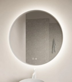 Gliss Design Athena ronde spiegel mat wit 90cm met verlichting en verwarming