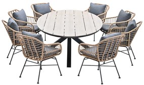 Garden Impressions Lucas tuinset 9-delig bruin - Tulli tuintafel ovaal 280x140 cm light teak look