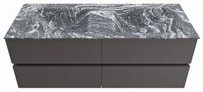 Mondiaz Vica DLux badmeubel 130cm dark grey 4 lades met wastafel lava dubbel 2 kraangaten