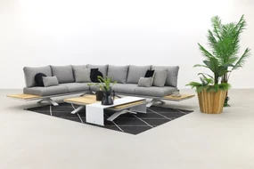Suns Stockholm loungeset - White/teak - light antraciet