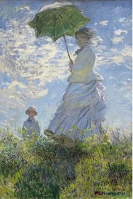 Poster Vrouw met een parasol - Madame Monet en haar zoon, Claude Monet