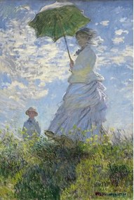 Poster Vrouw met een parasol - Madame Monet en haar zoon