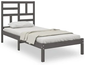 vidaXL Bedframe massief hout grijs 90x200 cm