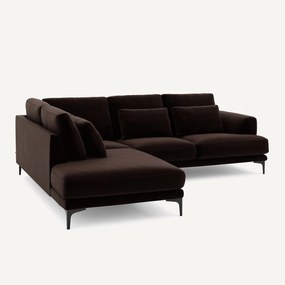 Rechtse hoekbank met leuning in fluweel, Marsile