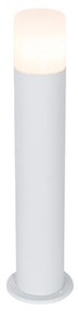 Staande buitenlamp wit met opaal witte kap 50 cm - Odense