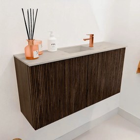 Mondiaz Joya DLux 80cm toiletmeubel walnut met wastafel faye midden 1 kraangat opalo