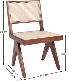 Walnoot Stoel Met Rotan Webbing