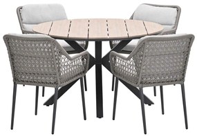 Garden Impressions Pemba tuinset 5-delig - Tulli tuintafel Ø122x75 cm - light teak vironwood