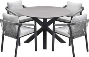 Garden Impressions Tarera tuinset 5-delig - Duuk tuintafel Ø120 cm