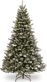 Snowy Sheffield Spruce Hinged Tree kunstkerstboom - 167 cm - Wit geflockt donkergroen - Diameter 109 cm - 1394 tips - Besneeuwd/Frosted - Metalen voet
