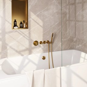 Brauer Stripe inbouw badkraan met badvulcombinatie en staafhanddouche messing geborsteld PVD