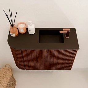 Mondiaz Joya 60cm toiletmeubel ronding links ruby met wastafel faye rechts 1 kraangat urban