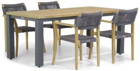 Tuinset 4 personen 180 cm Rope Grijs Lifestyle Garden Furniture Dallas/Veneto