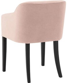 Goossens Eetkamerstoel Peda roze velvet stof met armleuning, elegant chic