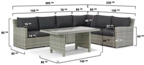 Dining Loungeset 6 personen Wicker Grijs  Garden Collections Giardino/Napoli