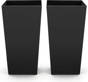 VEVOR Bloempot 390x390x750 mm 2-delige set, bloempot, plantenbak, PP plantenbak met binnenpot en drainagegaten, geschikt voor kamer- en tuinplanten, zwart