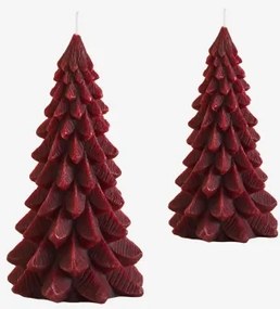 Set Van 2 Decoratieve Kerstkaarsen Eldor Wijn Rood - Sklum