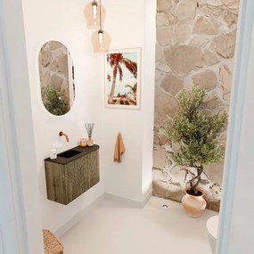 Mondiaz Joya 60cm toiletmeubel ronding rechts dusk met wastafel faye links zonder kraangat urban