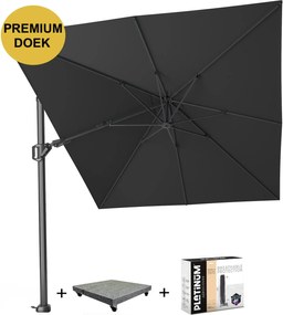 Challenger T2 premium zweefparasol 350x260 cm faded black met parasolvoet 90kg en hoes