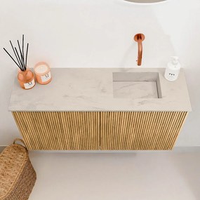 Mondiaz Joya DLux 80cm toiletmeubel oak met wastafel faye rechts zonder kraangat opalo