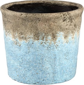 PTMD Collection | Bloempot Dillen lengte 24 cm x breedte 24 cm x hoogte 20 cm blauw bloempotten cement vazen & bloempotten | NADUVI outlet
