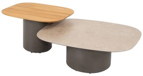 Taste by 4 Seasons Demi set van 2 salontafels terre 50 x 60 en 70 x 80 cm Loungetafel bruin weerbestendig