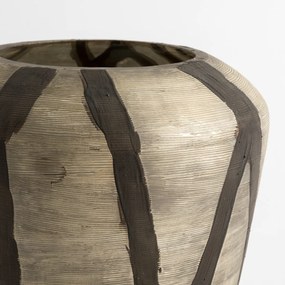 Beschilderde glazen vaas met matte strepen, H35,5 cm, Hedi