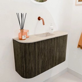 Mondiaz Joya DLux 75cm toiletmeubel ronding links/rechts shadow met wastafel faye midden zonder kraangat frappe