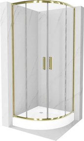 Mexen Rio douchecabine halfrond 80 x 80 cm, transparant, goud + douchebak, wit - 863-080-080-50-00-4710