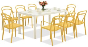 King/Vague wit en oranje tuinmeubelset voor 8 personen Bica