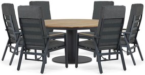 Tuinset Ronde Tuintafel 6 personen 160 cm Aluminium/teak Grijs  Lifestyle Garden Furniture Marseille/Salerno