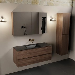 Mondiaz Aivy badmeubel 120cm mocha met wastafel solid surface urban midden zonder kraangat en spiegelkast