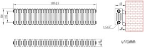 Eastbrook Rivassa 4 koloms radiator 150x30cm staal 1796W antraciet