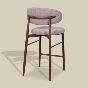 Barkruk Met Rugleuning Walnoot Beige