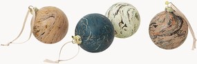 Kerstballen Marble van glas, 4-delig