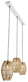 Hanglamp bamboe met wit langwerpig 3-lichts - Canna Capsule
