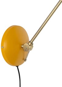 Retro wandlamp staal geel met brons - Milou