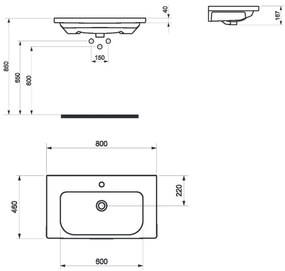 Sanicare Q18 keramische wastafel 80cm met kraangat wit glans