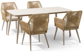 Tuinset 4 personen 180 cm Aluminium/rope Taupe Coco Vedra/Vienna