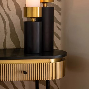 Richmond Interiors Ironville Ovale Sidetable Goud Met Ribbels - 100 X 40cm.