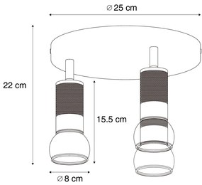 Ronde plafondSpot / Opbouwspot / Plafondspot donker brons rond 3-lichts draai- en kantelbaar - Veerle Modern GU10 Binnenverlichting Lamp