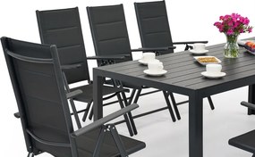 Aluminium tuinmeubelen polywood met grote tafel Verona voor 8 personen Garden Point zwart