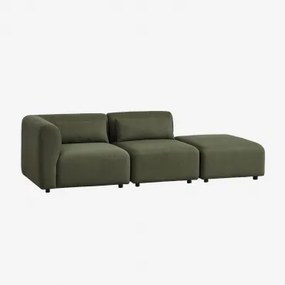 Modulaire Hoekbank Van 2 Delen Met Poef Fogler Teddystof Currygeel - Sklum