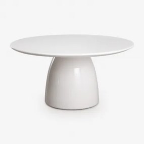 Ronde Tuintafel Ø150 Cm In Cement Numira Helder Wit - Sklum